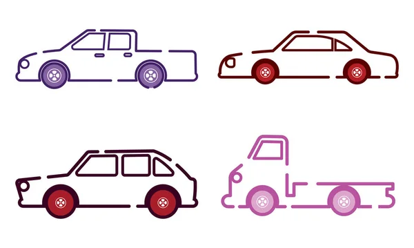 Σύνολο Χρωματιστά Αυτοκίνητα Εικονίδια Διανυσματική Απεικόνιση — Διανυσματικό Αρχείο