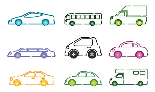 stock vector Set of colored cars icons Vector illustration