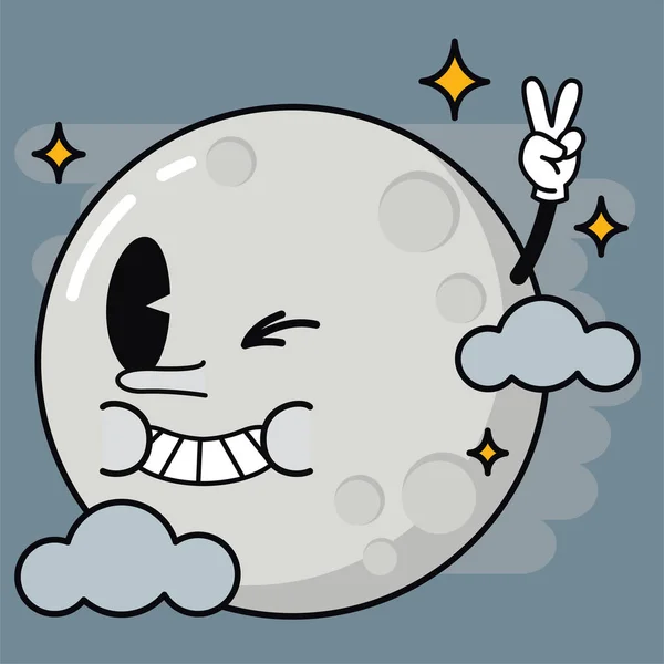 Ізольований Кольоровий Щасливий Місяць Традиційний Мультиплікаційний Персонаж Векторні Ілюстрації — стоковий вектор