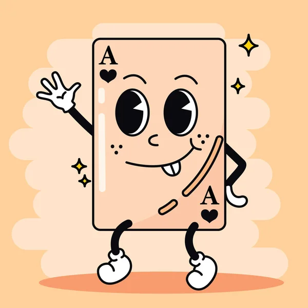 Carte Poker Heureuse Couleur Isolée Personnage Dessin Animé Traditionnel Illustration — Image vectorielle