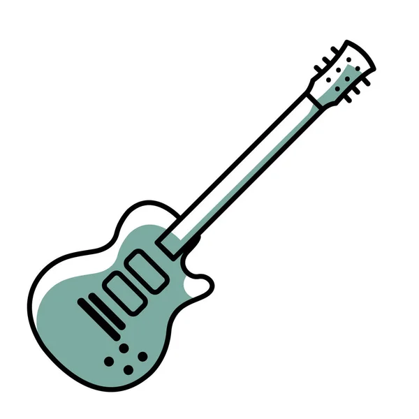 Isolado Colorido Crianças Esboço Guitarra Elétrica Ícone Vector Ilustração — Vetor de Stock
