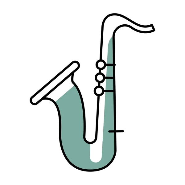 Isolierte Farbige Kinderskizze Der Saxofon Ikone Vector Illustration — Stockvektor
