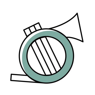 İzole edilmiş renkli çocuklar boynuz ikonu vektör illüstrasyonunun taslağı