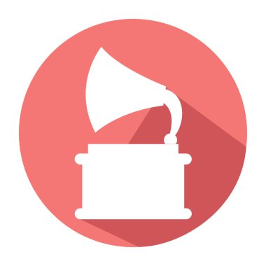 İzole edilmiş turntable simgesi Düz Tasarım Müzik Enstrümanı Vektörü illüstrasyonu