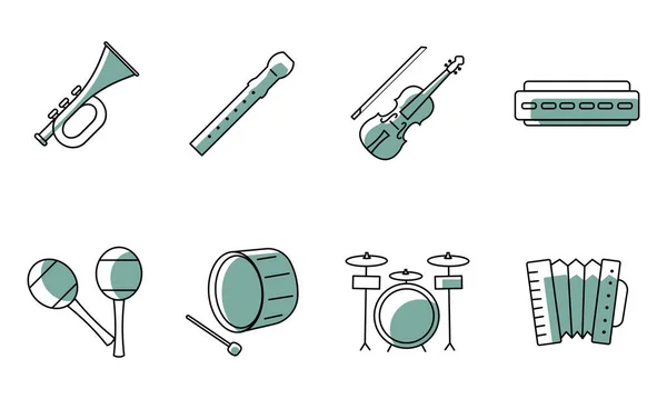 Набор Различных Иконок Музыкальных Инструментов — стоковый вектор