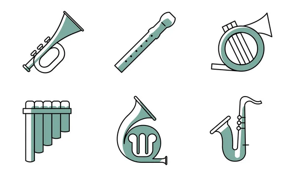 Set Different Musical Instrument Icons Vector Illustration — Stock Vector