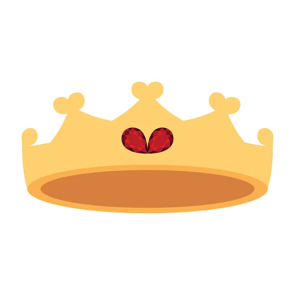 Zole Edilmiş Renkli Kral Veya Kraliçe Altın Taç Ikonu Vektör — Stok Vektör