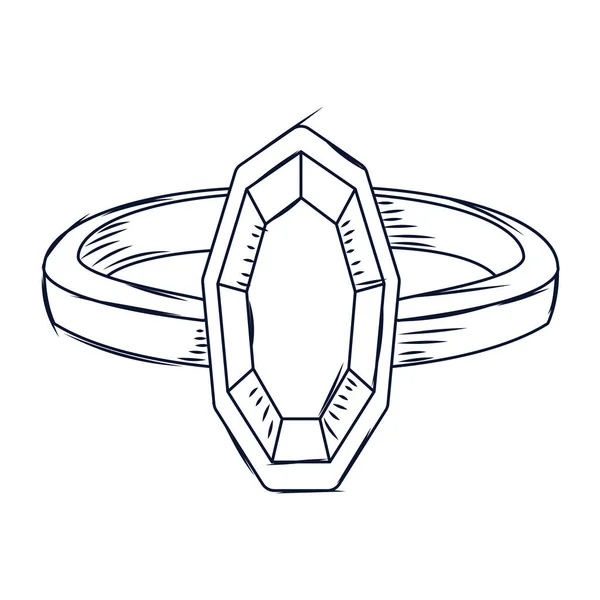 Μεμονωμένο Σκίτσο Δαχτυλιδιού Διαμαντένια Διανυσματική Απεικόνιση — Διανυσματικό Αρχείο