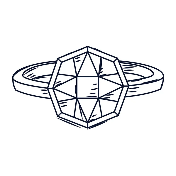 Esquisse Isolée Une Bague Avec Illustration Vectorielle Diamant — Image vectorielle