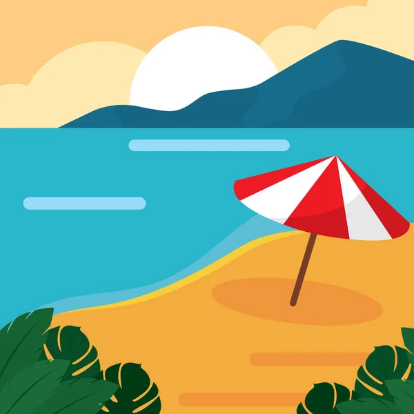 Colored Summer Landscape Flat Design Vector Illustration — Stock Vector