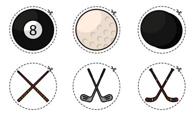 Farklı spor simgeleri kümesi Vektör illüstrasyonu