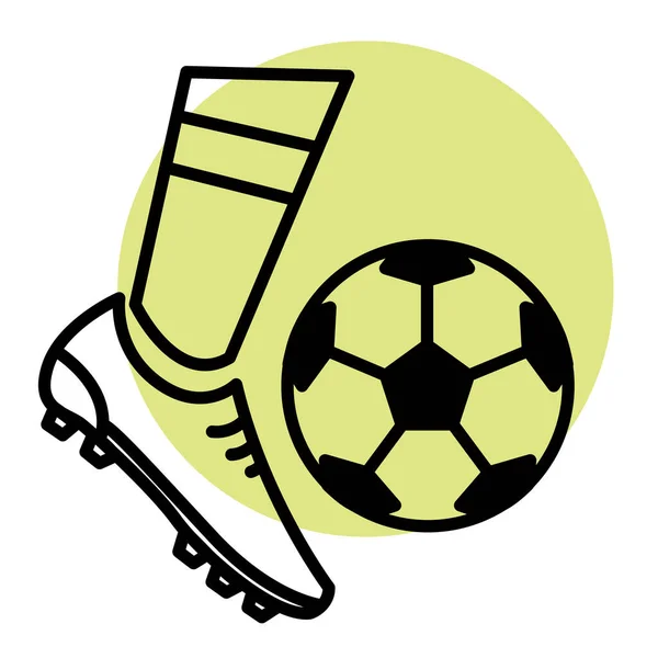 独立したサッカーボールがサッカーシューズでヒットスポーツアイコンベクトルイラスト — ストックベクタ