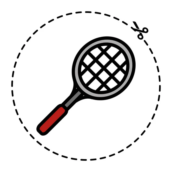 Zole Edilmiş Renkli Tenis Raketi Spor Ikonu Vektör Illüstrasyonu — Stok Vektör