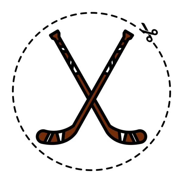 Pareja Aislada Palos Hockey Icono Deportivo Ilustración Vectorial — Vector de stock