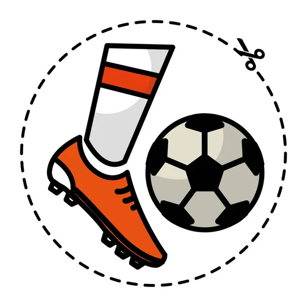 Bola Futebol Isolada Sendo Atingida Por Sapato Futebol Ícone Esporte — Vetor de Stock