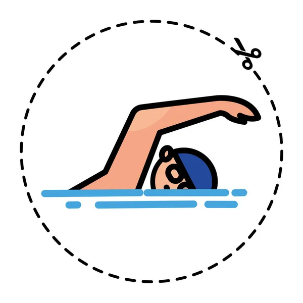 Elszigetelt Színes Úszás Sportoló Sport Ikon Vektor Illusztráció — Stock Vector