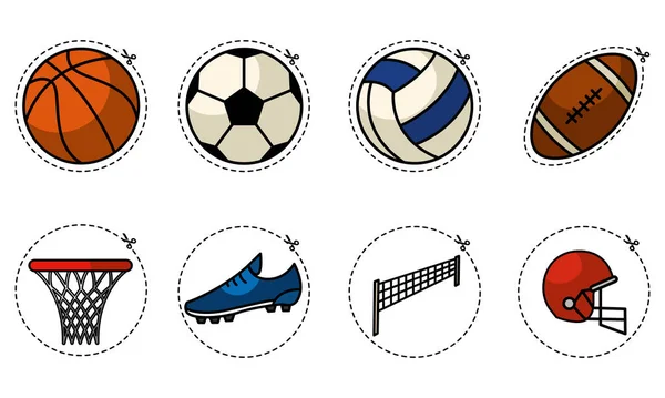 Set Diverse Icone Sportive Illustrazione Vettoriale — Vettoriale Stock