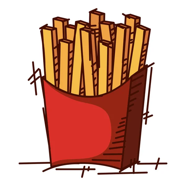 Μεμονωμένες Ρετρό Τηγανητές Πατάτες Σκίτσο Εικόνα Διάνυσμα Εικόνα — Διανυσματικό Αρχείο