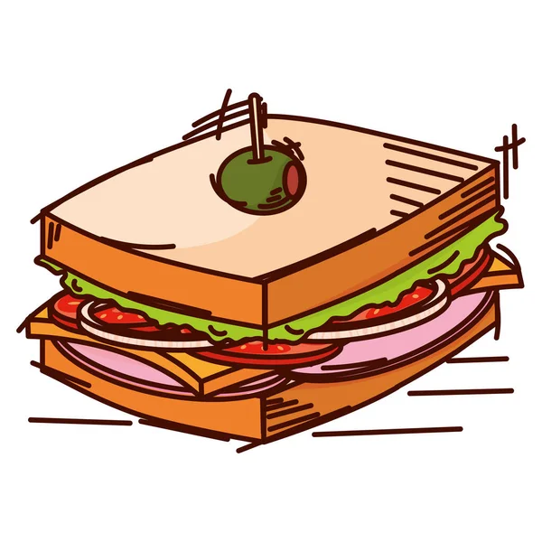 Isolierte Farbige Retro Sandwich Skizze Ikone Vector Illustration — Stockvektor