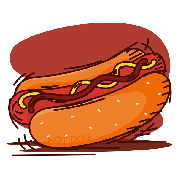 Isolato Retrò Hot Dog Schizzo Immagine Vettoriale Illustrazione — Vettoriale Stock