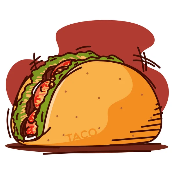 Isolierte Farbige Retro Taco Skizze Bild Vektorillustration — Stockvektor