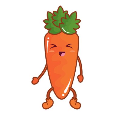 İzole edilmiş şirin havuç sebze karakter Vektör illüstrasyonu