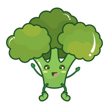 İzole edilmiş tatlı brokoli sebze karakter Vektör illüstrasyonu