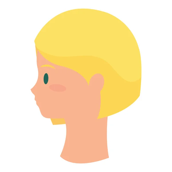 Side View Cute Female Girl Character Avatar Vector Illustration — Stock Vector