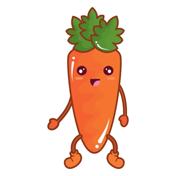Μεμονωμένο Χαριτωμένο Καρότο Λαχανικών Χαρακτήρα Διάνυσμα Εικονογράφηση — Διανυσματικό Αρχείο
