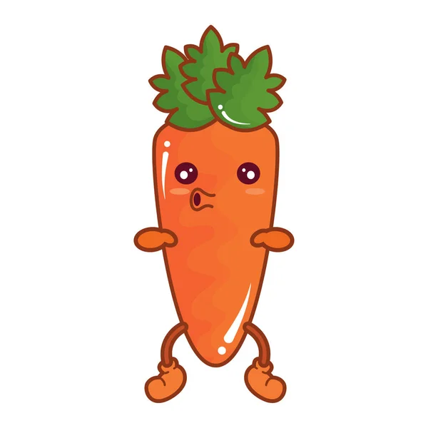 Μεμονωμένο Χαριτωμένο Καρότο Λαχανικών Χαρακτήρα Διάνυσμα Εικονογράφηση — Διανυσματικό Αρχείο