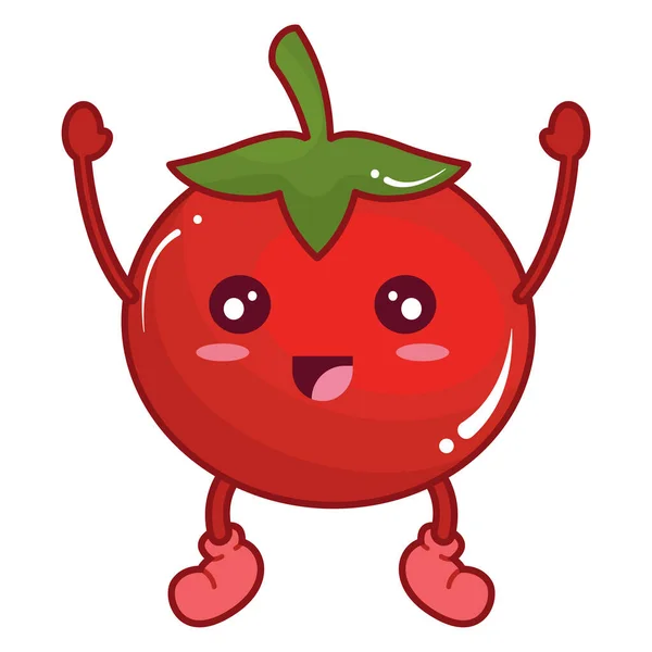 Isolado Bonito Tomate Vegetal Personagem Vector Ilustração —  Vetores de Stock