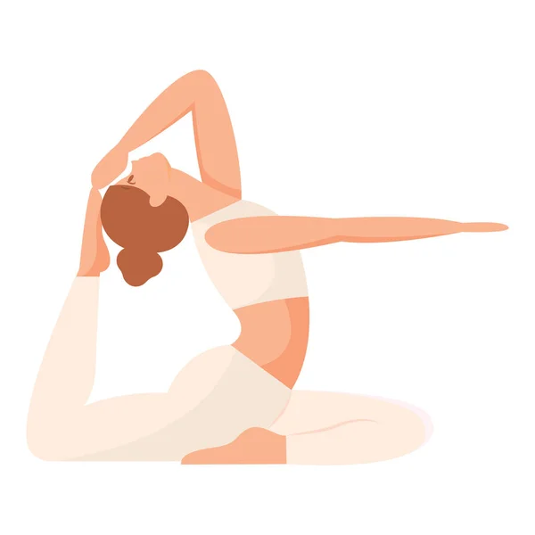 Geïsoleerde Schattig Vrouwelijk Karakter Doen Yoga Oefeningen Vectorillustratie — Stockvector