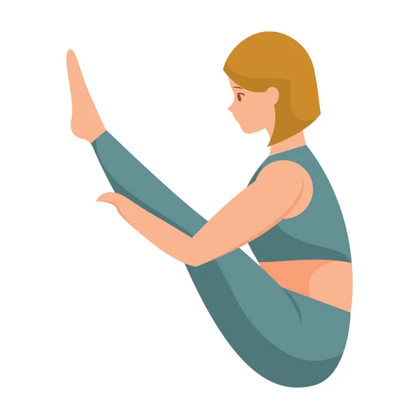 Isolierte Niedliche Weibliche Figur Macht Yoga Übungen Vektor Illustration — Stockvektor