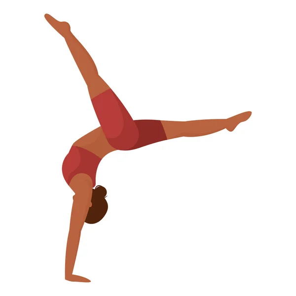 Geïsoleerde Schattig Vrouwelijk Karakter Doen Yoga Oefeningen Vectorillustratie — Stockvector