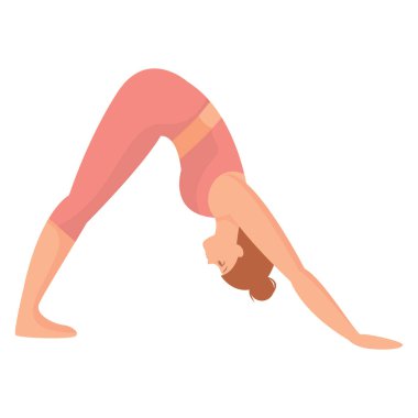 Yoga yapan münzevi bir kadın karakter. Vektör illüstrasyonu yapıyor.