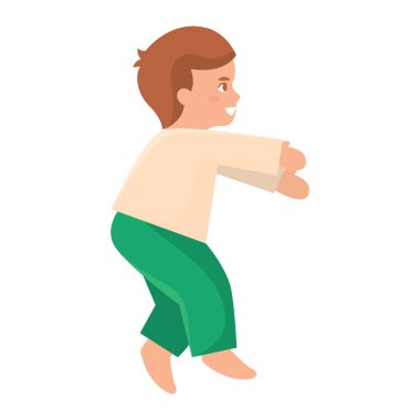 Kolları açık, sevimli çocuk karakteri karikatürü. Vektör çizimi.