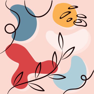 Doğal yaprak vektörü illüstrasyonlu el çizimi arkaplan