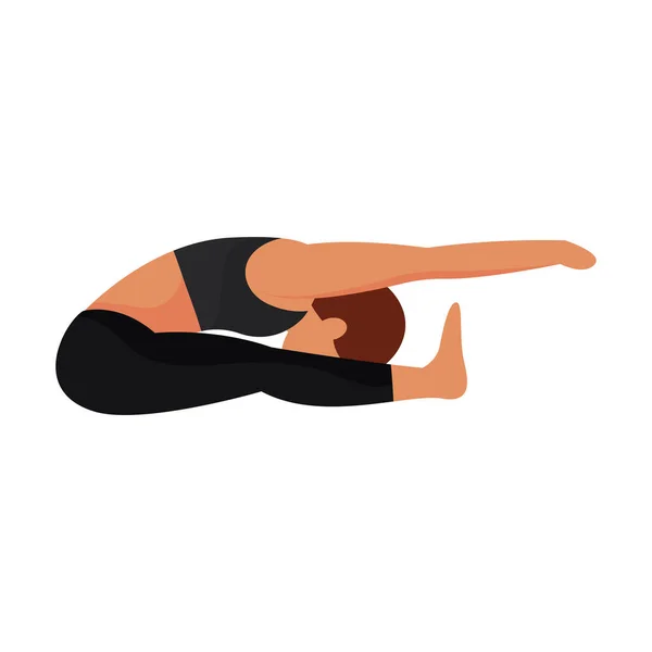 Isolierte Männliche Figur Macht Yoga Übungen Vektor Illustration — Stockvektor