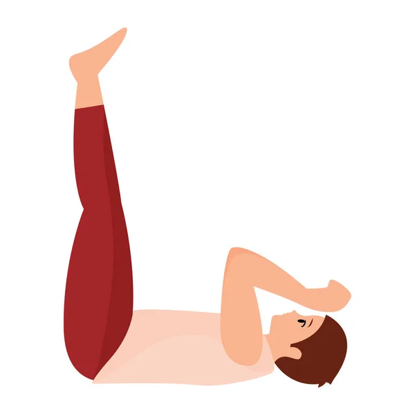 Geïsoleerde Mannelijke Karakter Doen Yoga Oefeningen Vector Illustratie — Stockvector