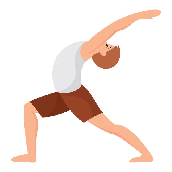 Изолированный Мужской Персонаж Выполняющий Упражнения Йоги — стоковый вектор