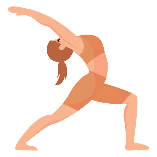 Personaje Femenino Lindo Aislado Haciendo Ejercicios Yoga Ilustración Vectorial — Archivo Imágenes Vectoriales
