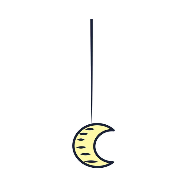 Icono Dibujo Luna Colgada Color Aislado Ilustración Vectorial — Vector de stock