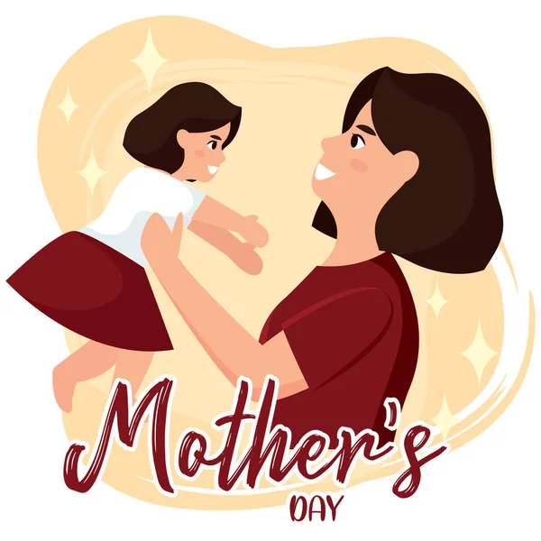 stock vector Cute mother hugging her daughter Happy mother day Vector illustration