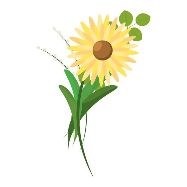 Isolierte Farbige Blumenboutique Mit Einer Sonnenblume Vector Illustration — Stockvektor
