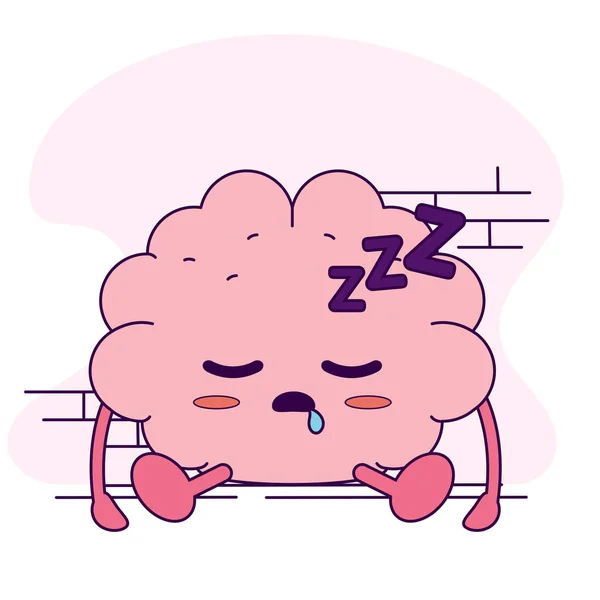 Ilustrasi Vektor Karakter Kartun Otak Tidur Yang Terisolasi - Stok Vektor
