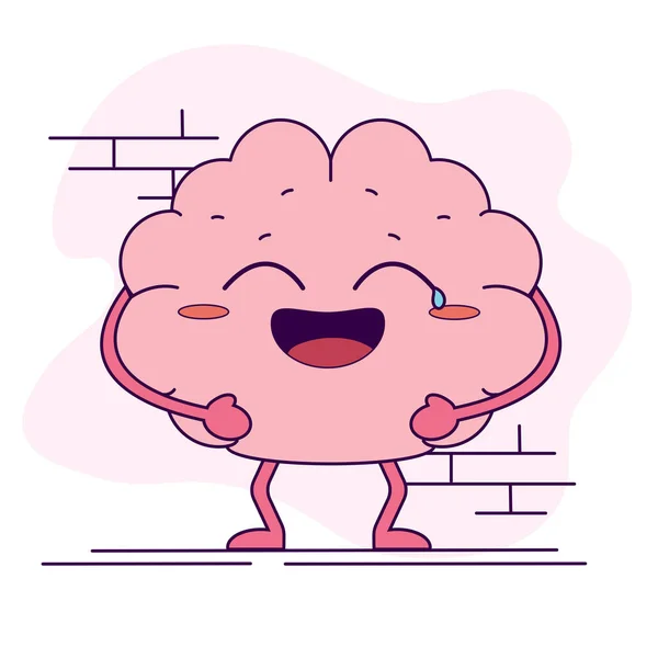 孤立したかわいい幸せな脳漫画のキャラクターベクトルイラスト — ストックベクタ