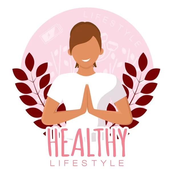 Yoga Yapan Soyut Sağlıklı Izole Bir Kız Sağlıklı Yaşam Tarzı — Stok Vektör
