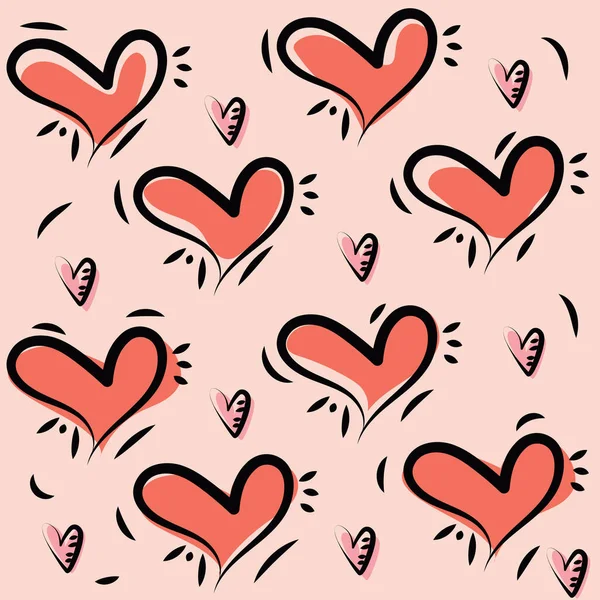 Χειροποίητο Εικονογραφημένο Φόντο Σχήματα Καρδιάς Εικονογράφηση Διάνυσμα — Διανυσματικό Αρχείο