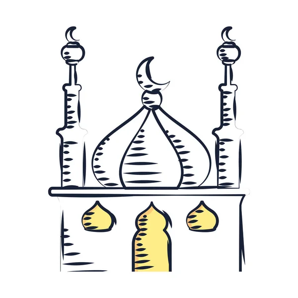 Geïsoleerde Gekleurde Arabische Moskee Bouwtekening Icoon Vector Illustratie — Stockvector