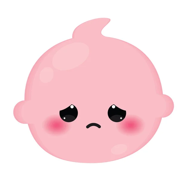Isolato Colorato Carino Triste Bambino Emoji Icona Vettoriale Illustrazione — Vettoriale Stock